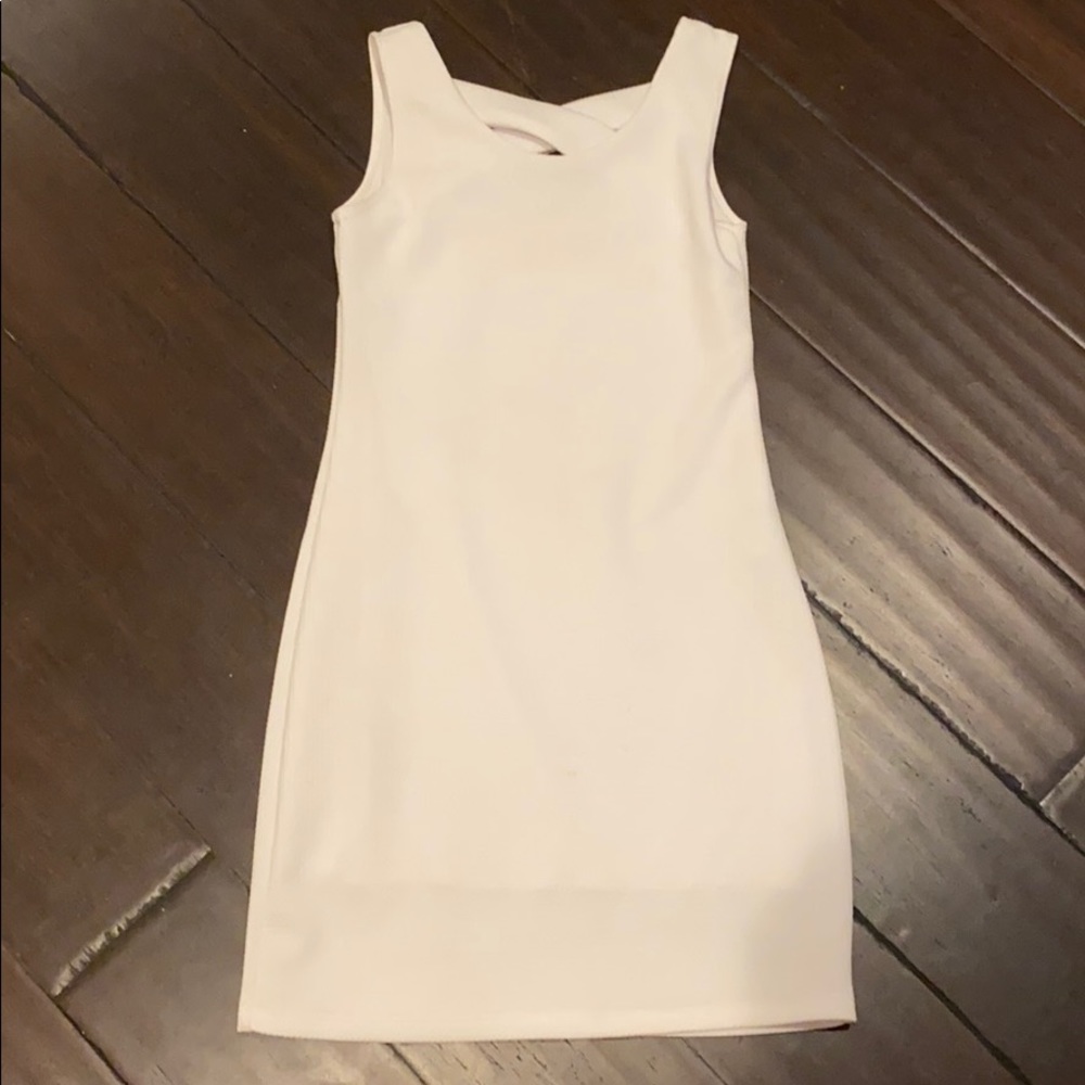 White pencil dress with crisscross in the back
